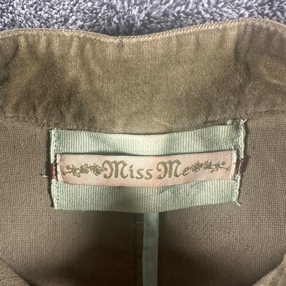 Miss Me Jacket Womens Small Green Military Button Detail Velvet Utility Boho Y2K - Picture 3 of 12